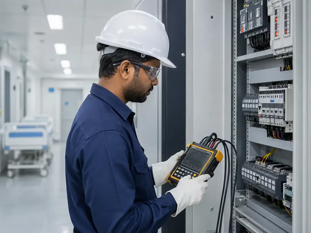 Power quality audit in a hospital electrical panel